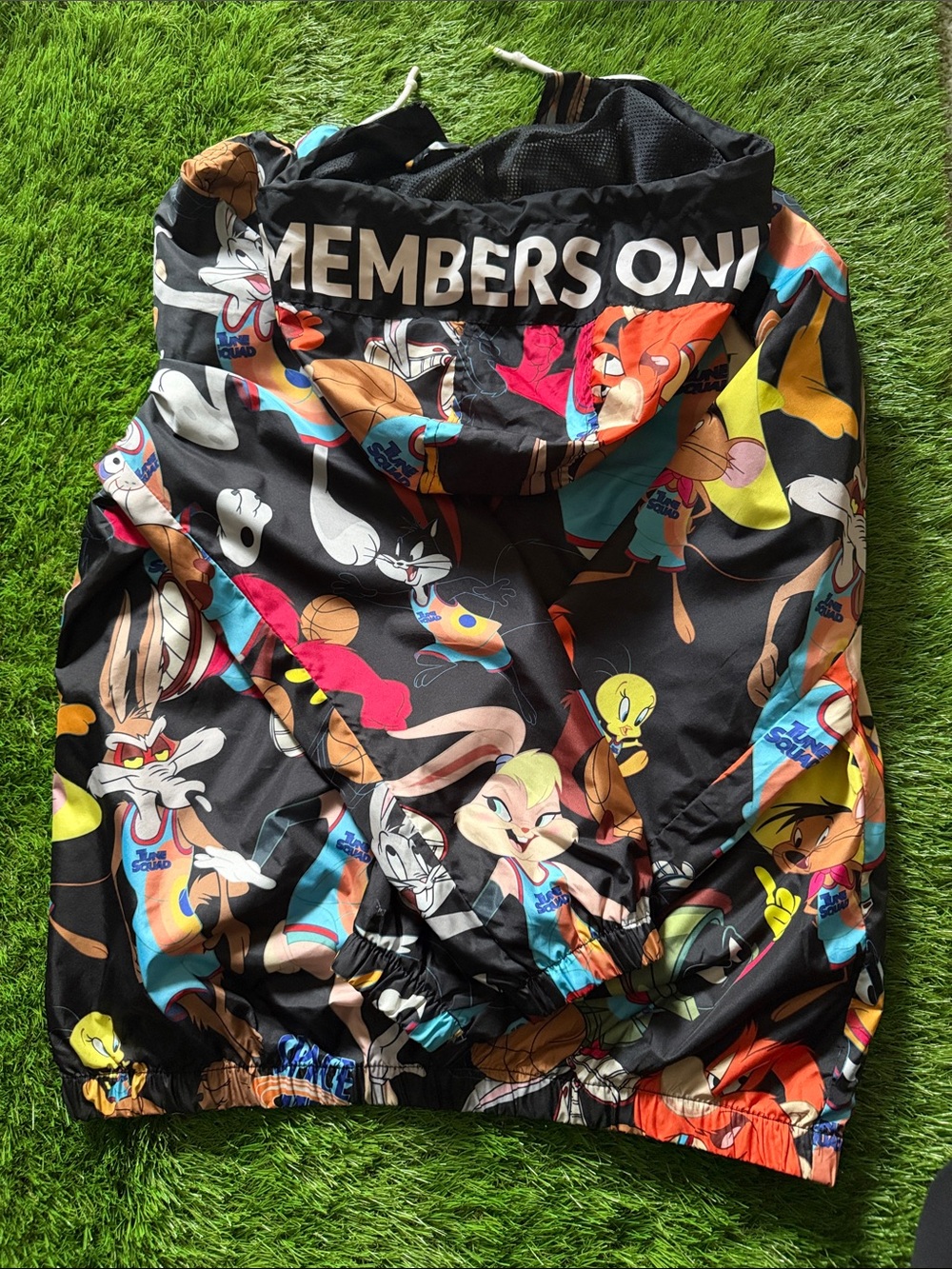 Members Only Looney Tunes Character Print Hooded Windbreaker - Black Multi - Picture 2 of 3